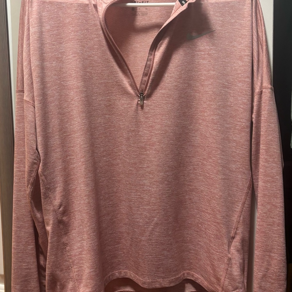 Nike Pink Heather Quarter-Zip Long Sleeve Pullover